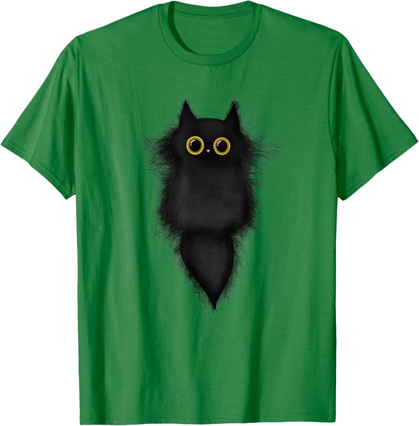 Cute Funny Black Cat Yellow Eyes Cat Lover Cat Mom Cat Dad T-Shirt - T-Shirt | Irish Green