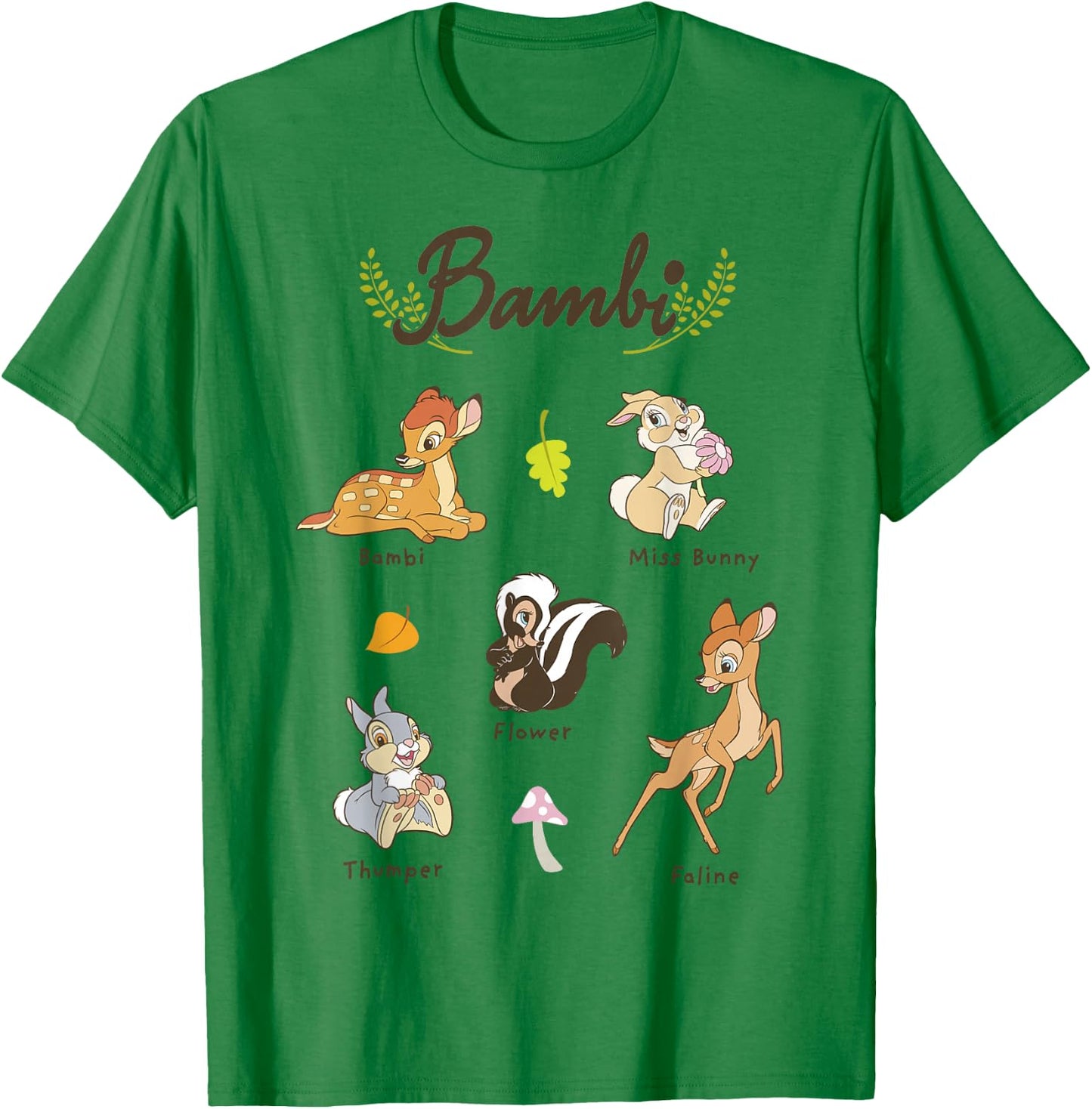 Disney Bambi Vintage Movie Characters Textbook Display T-Shirt - T-Shirt | Irish Green