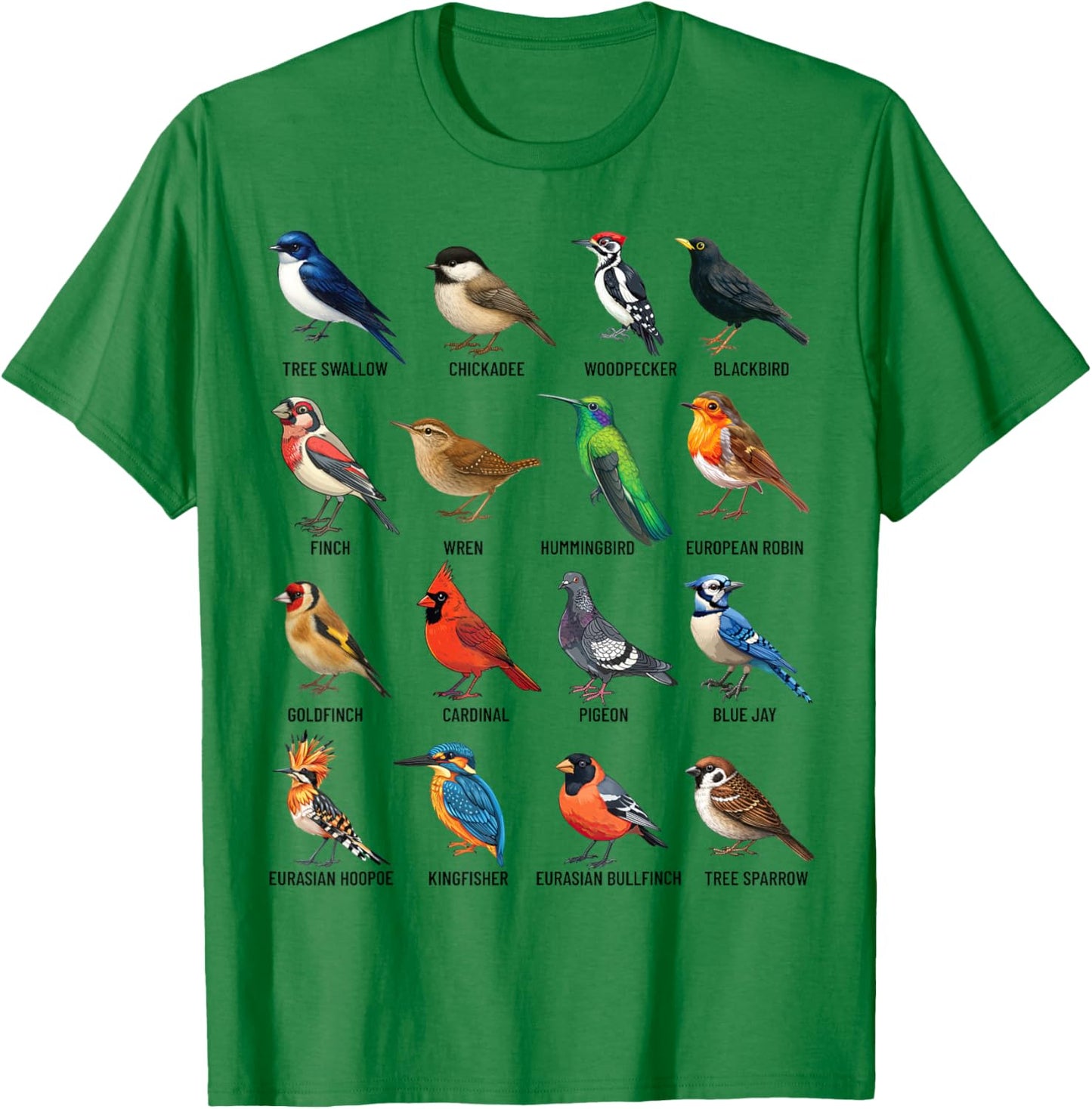 Garden Birds Ornithology Nature Educational Boys Girls Kids T-Shirt - T-Shirt | Irish Green