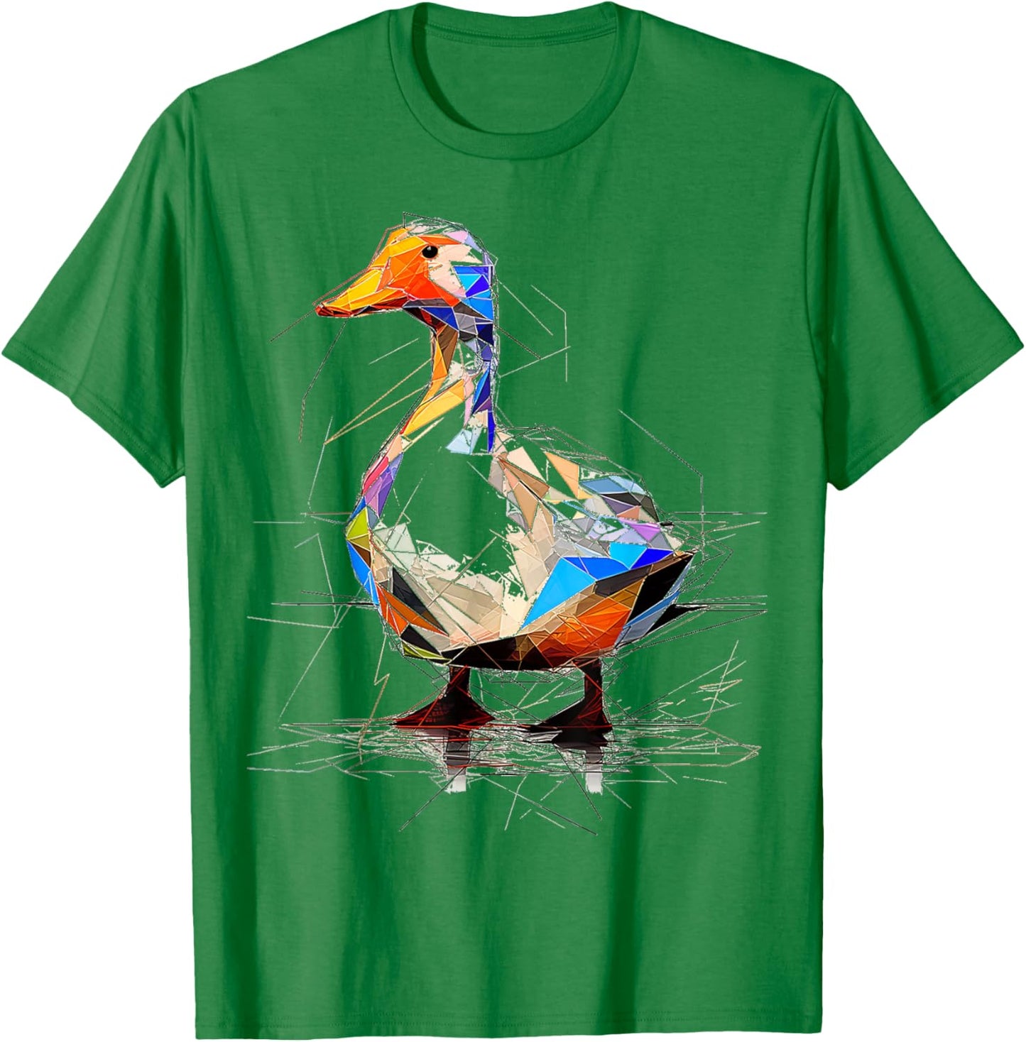Duck Polygon Drawing Animal Abstract Art Graphic Bird T-Shirt - T-Shirt | Irish Green
