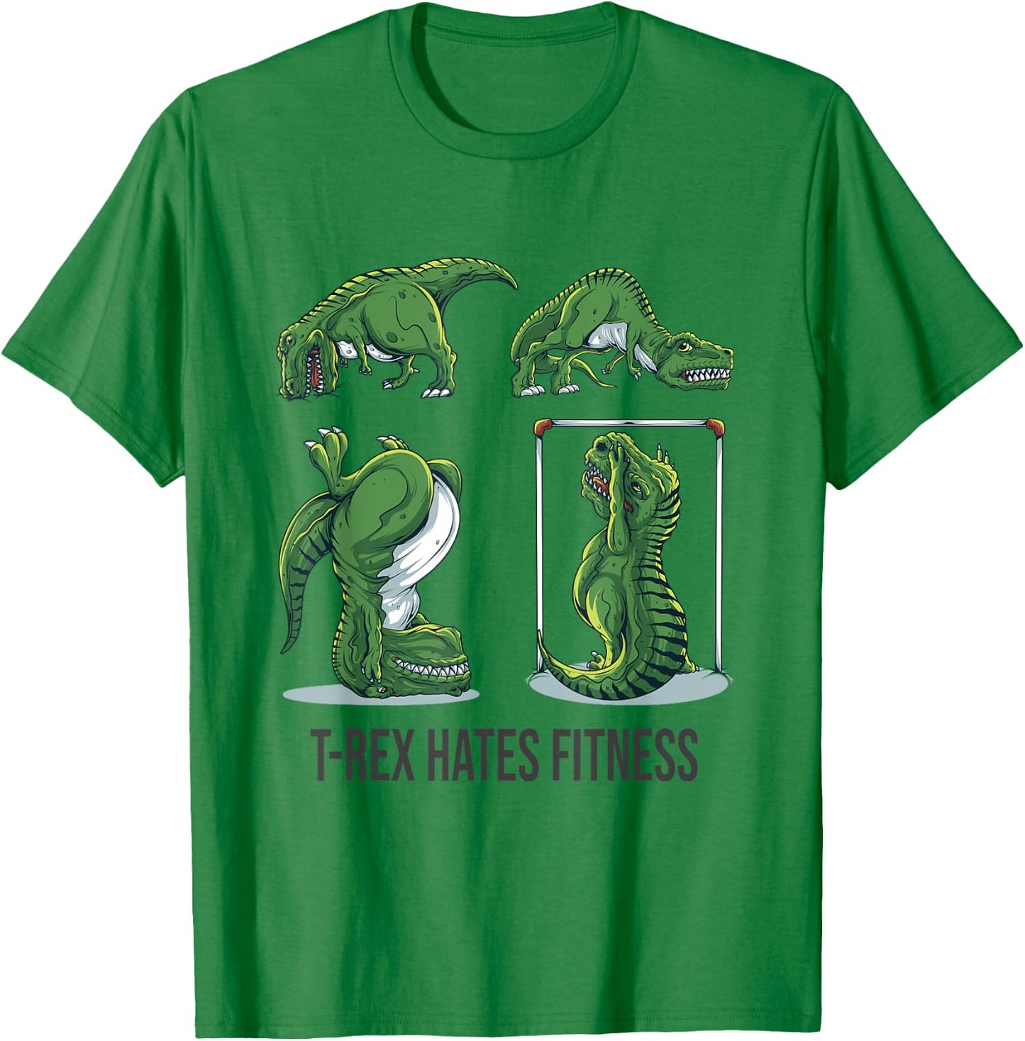 T-Rex Hates Fitness Funny Dinosaur Gym Burpees Handstand T-Shirt - T-Shirt | Irish Green