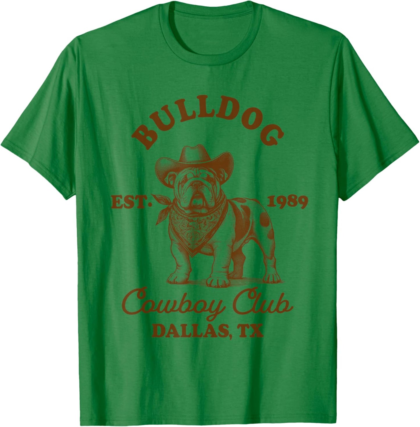 English Bulldog Mom Western Howdy Bulldog Cowboys Club T-Shirt - T-Shirt | Irish Green