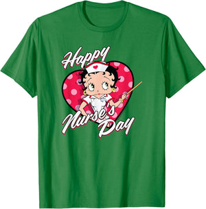 Betty Boop Happy Nurse's Day Heart Box Up T-Shirt - T-Shirt | Irish Green