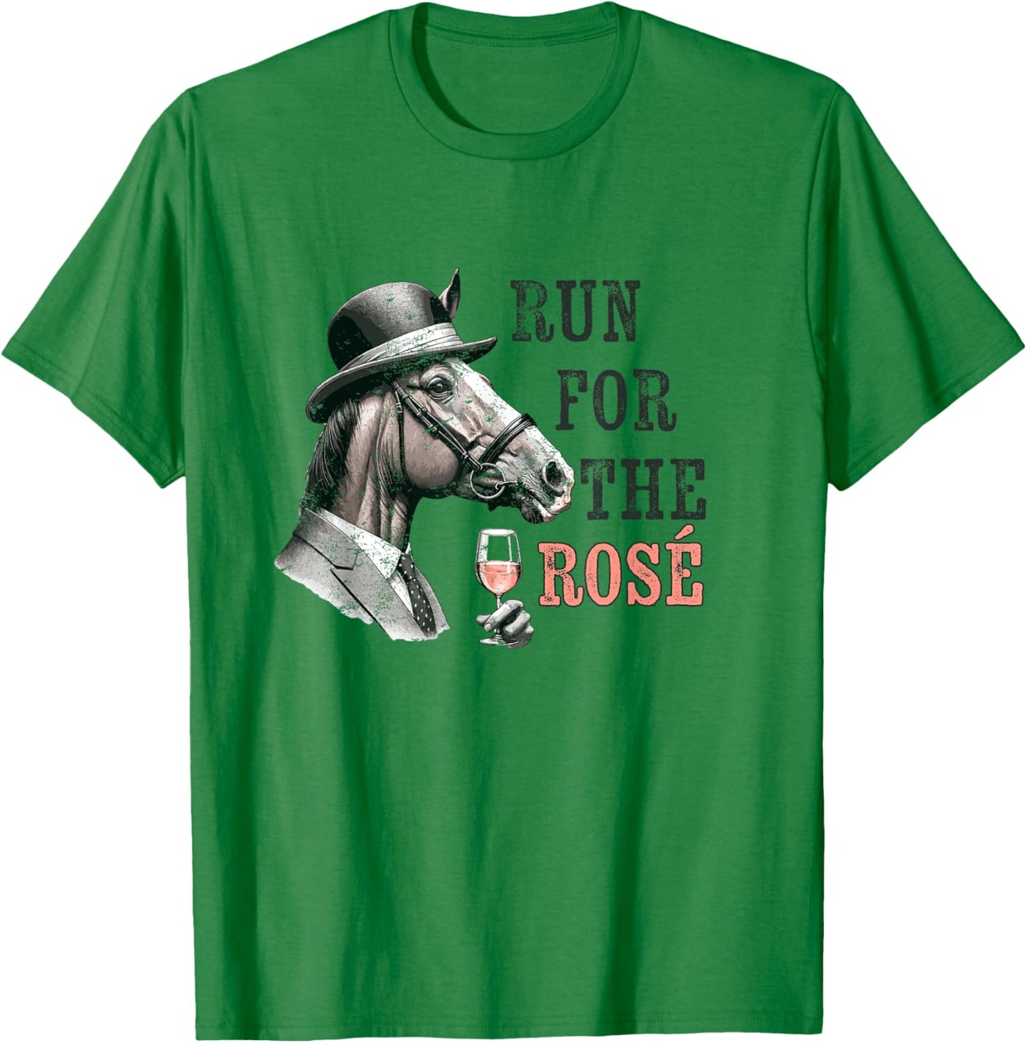 Dapper Derby Horse Sipping Rosé Wine Race Day Party T-Shirt - T-Shirt | Irish Green