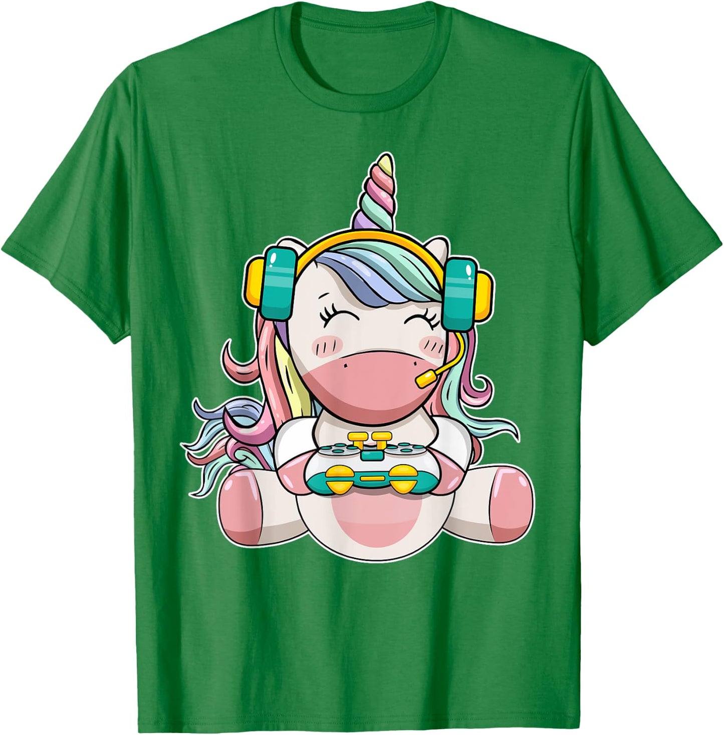 Gamer Girl Unicorn Gaming Cute Video Game Women Kids Girls T-Shirt - T-Shirt | Irish Green