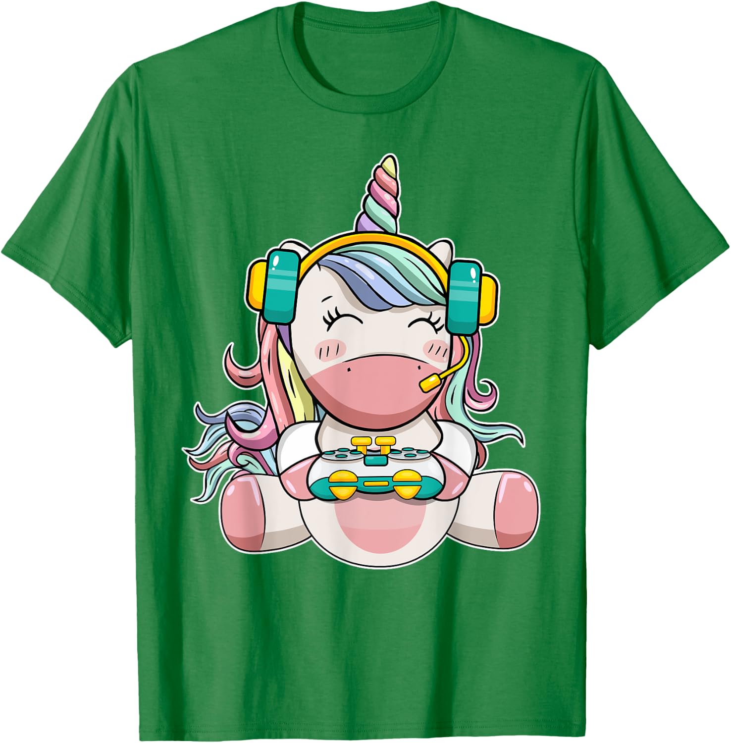 Gamer Girl Unicorn Gaming Cute Video Game Women Kids Girls T-Shirt - T-Shirt | Irish Green