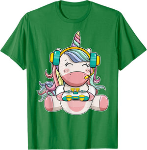 Gamer Girl Unicorn Gaming Cute Video Game Women Kids Girls T-Shirt - T-Shirt | Irish Green
