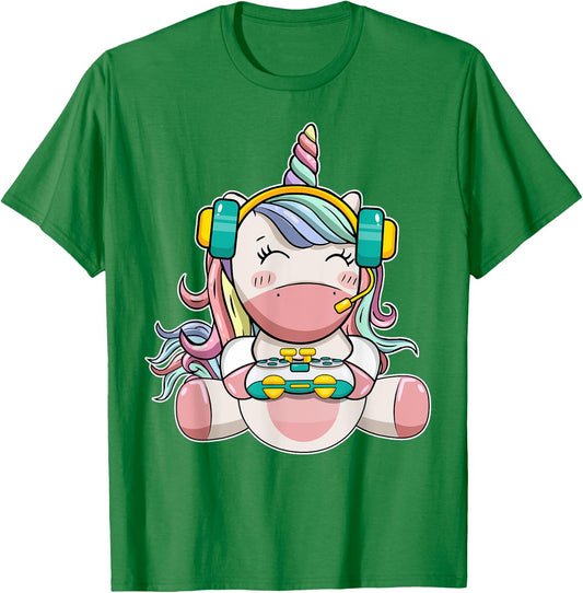 Gamer Girl Unicorn Gaming Cute Video Game Women Kids Girls T-Shirt - T-Shirt | Irish Green