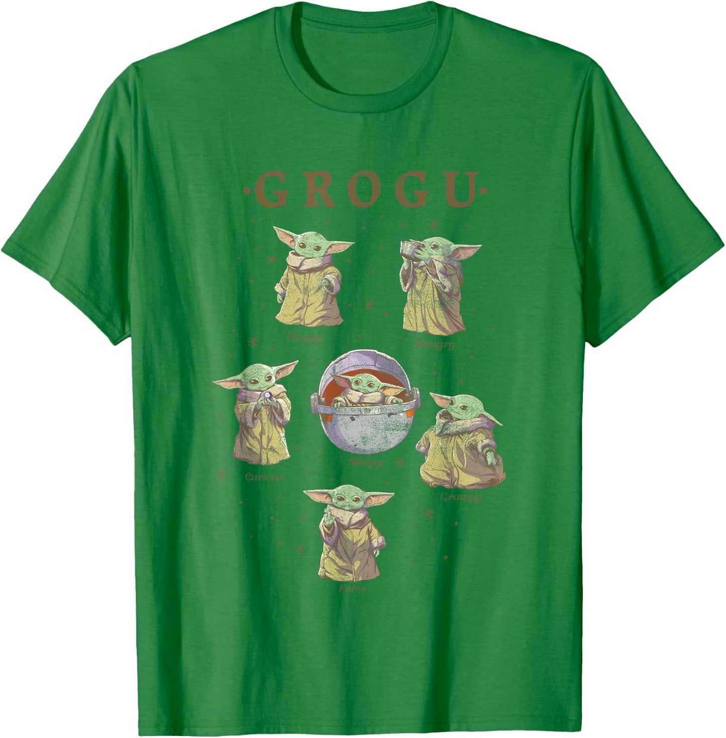 Star Wars: The Mandalorian Grogu Moods Of The Child Vintage T-Shirt - T-Shirt | Irish Green