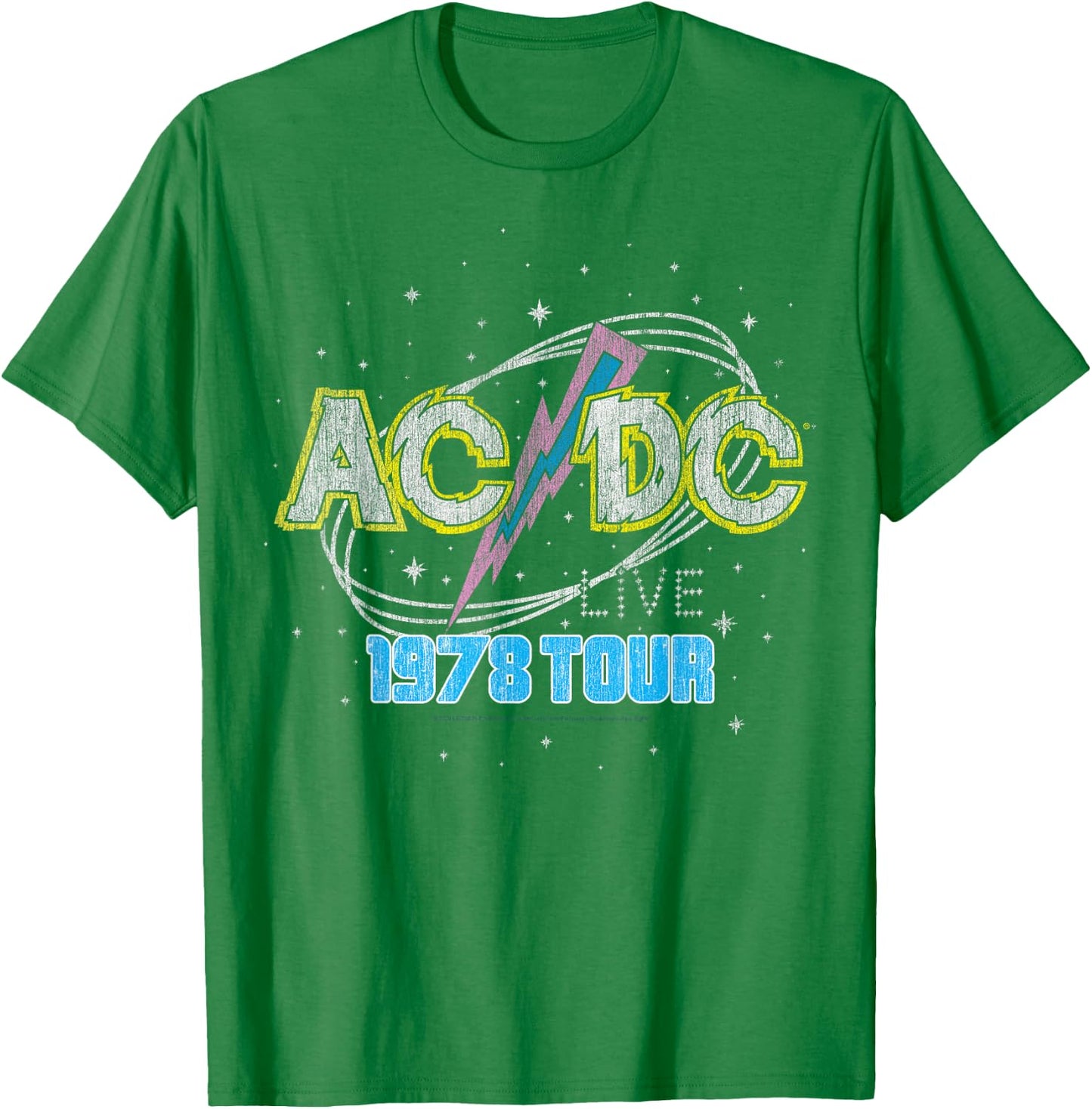 Official AC/DC Vintage Rock Tour 1978 Blue T-Shirt - T-Shirt | Irish Green
