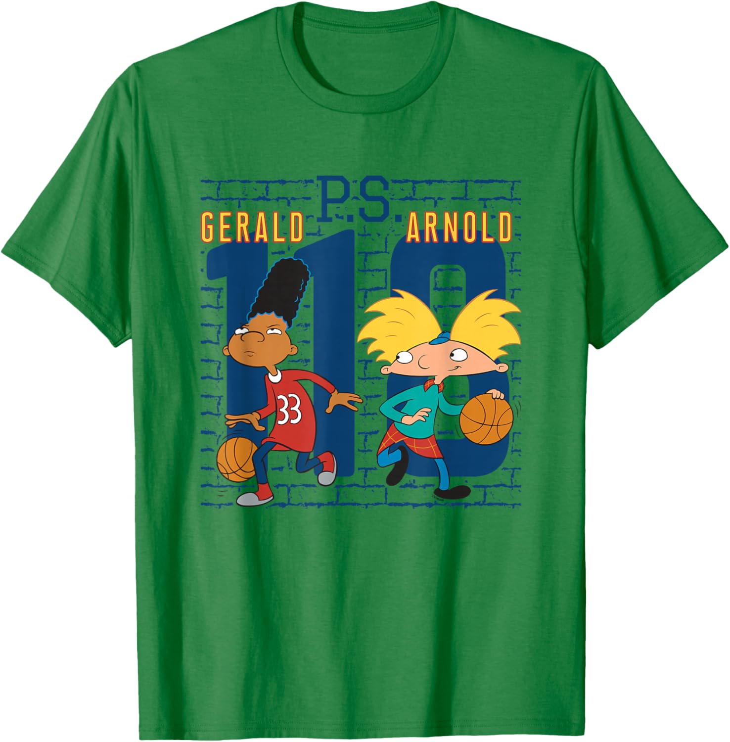 Hey Arnold! Gerald PS Arnold 118 Collegiate Big Chest Logo T-Shirt - T-Shirt | Irish Green