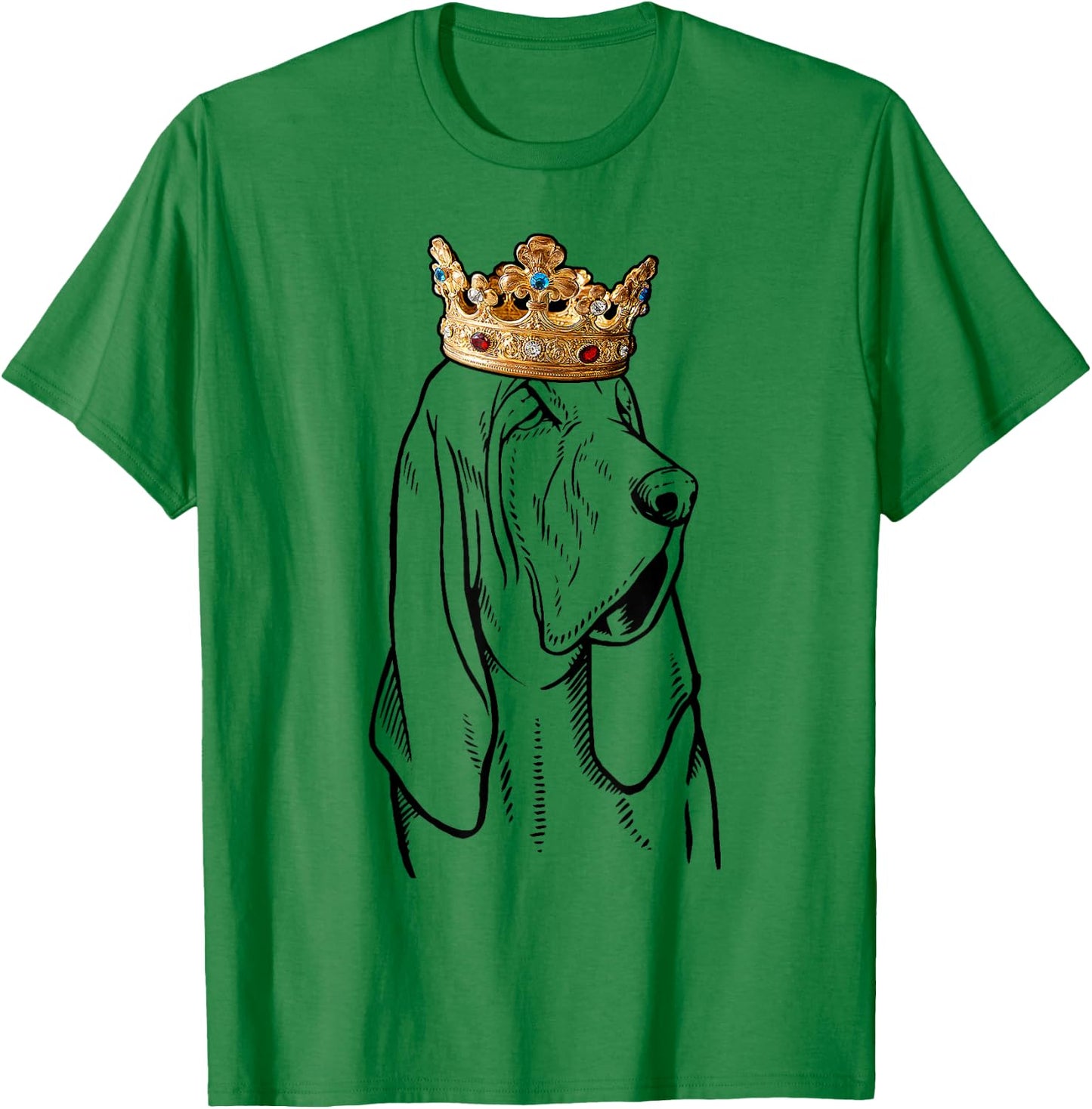 Bloodhound Dog Wearing Crown T-Shirt - T-Shirt | Irish Green