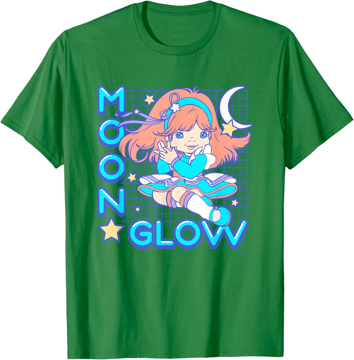 Rainbow Brite Moon Glow Vintage Neon Grid Logo T-Shirt - T-Shirt | Irish Green