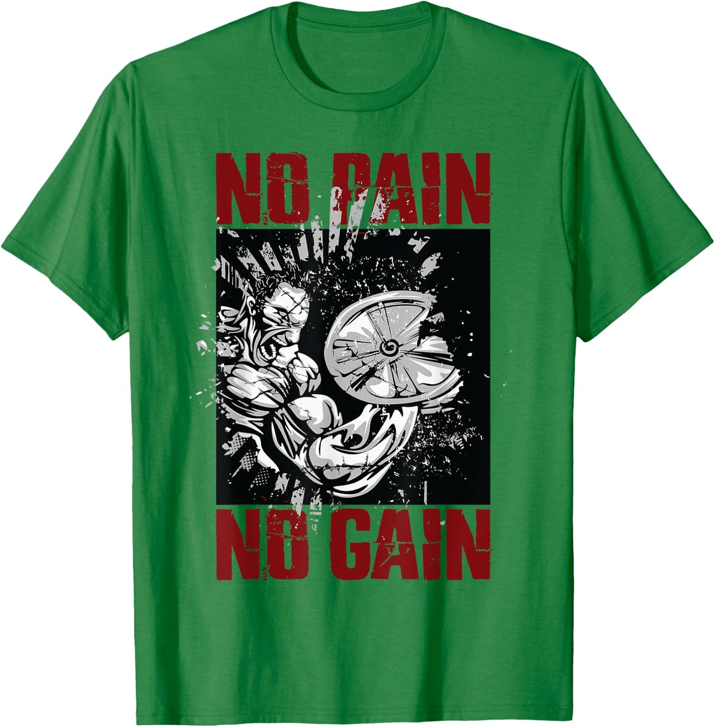 Bodybuilding Sayings and Gym Shirts No Pain No Gain T-Shirt - T-Shirt | Irish Green