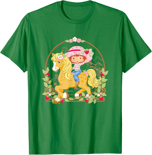 Strawberry Shortcake Cute Berry Country Retro Chest Frame T-Shirt - T-Shirt | Irish Green