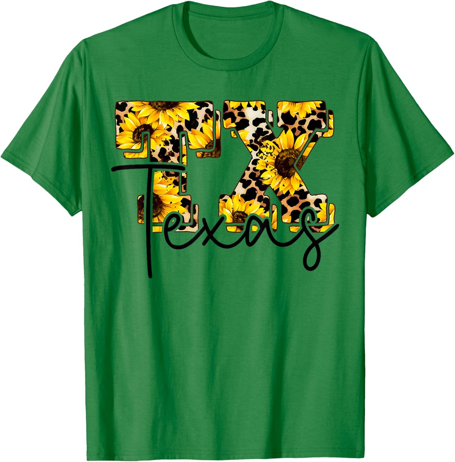 Texas Sunflower Leopard Print Gift T-Shirt - T-Shirt | Irish Green