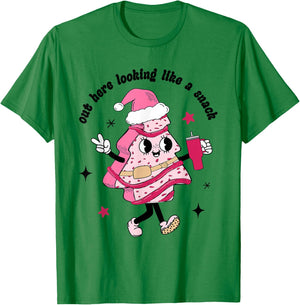 Funny Out Here Lookin Like A Snack Pink Style Xmas Tree Cake T-Shirt - T-Shirt | Irish Green