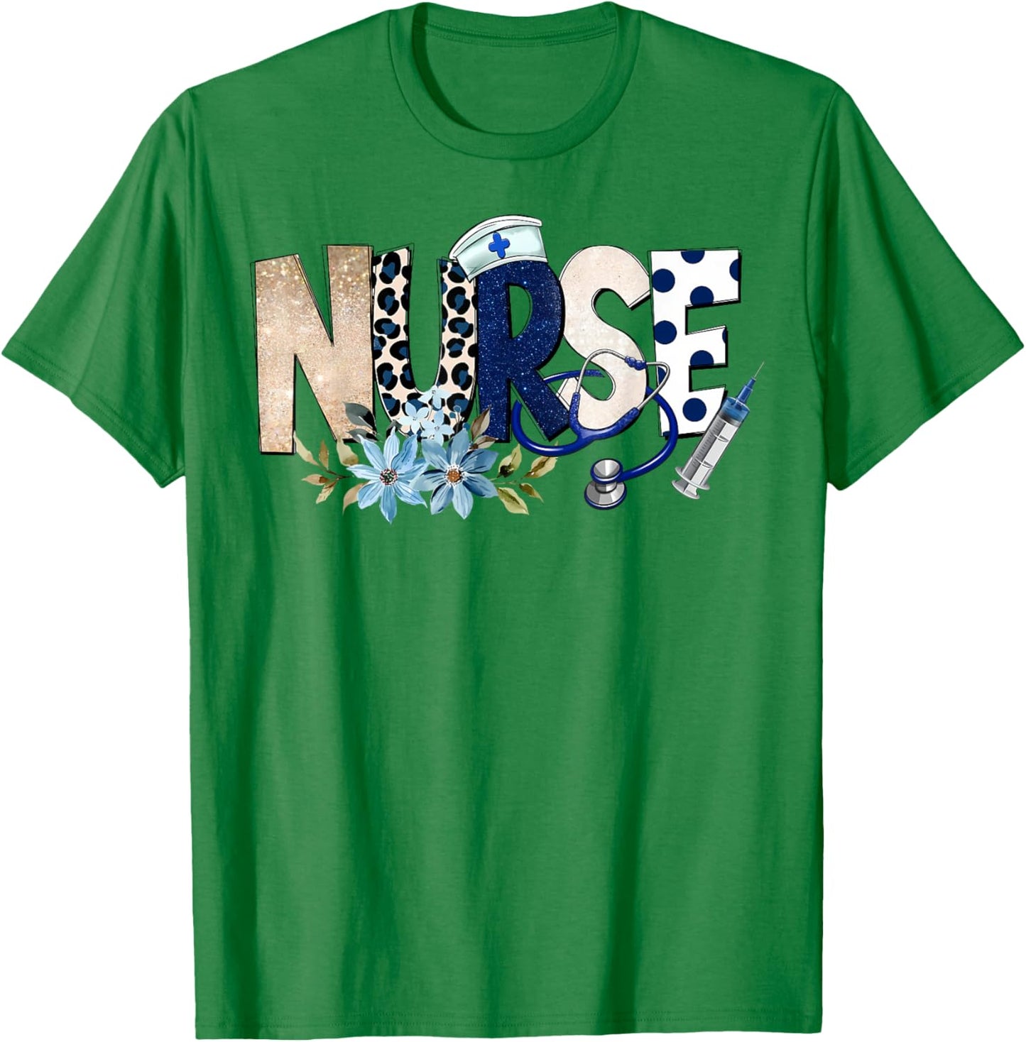 Nurse Life Floral Flowers T-Shirt - T-Shirt | Irish Green