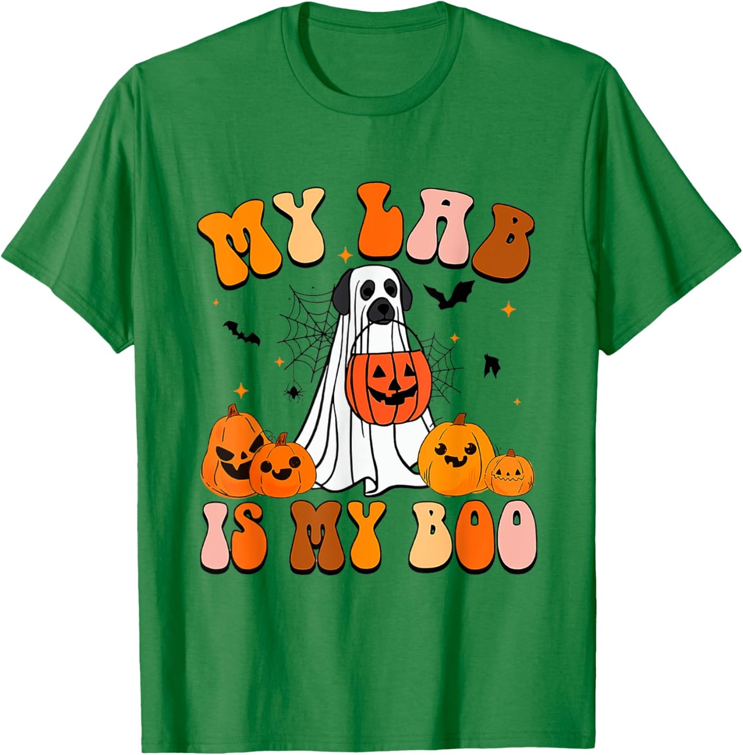 My Lab Is My Boo Dog Ghost Dog Halloween Retro Labrador Mama T-Shirt - T-Shirt | Irish Green