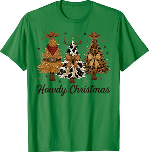 Howdy Christmas Tree Cowboy Hat Funny Western Country Xmas T-Shirt - T-Shirt | Irish Green
