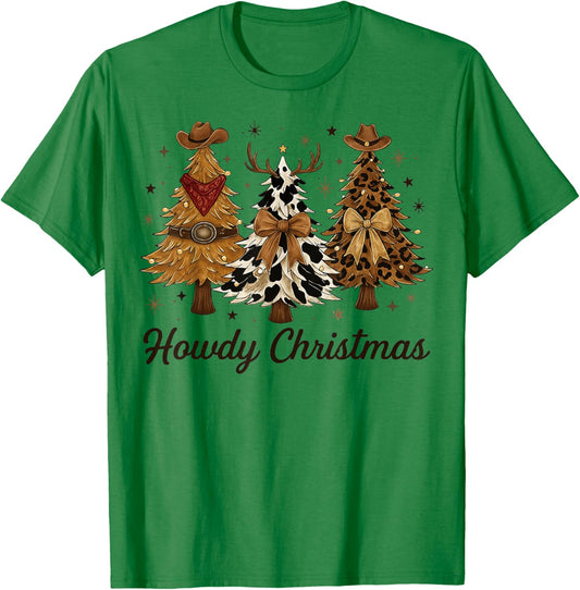 Howdy Christmas Tree Cowboy Hat Funny Western Country Xmas T-Shirt - T-Shirt | Irish Green