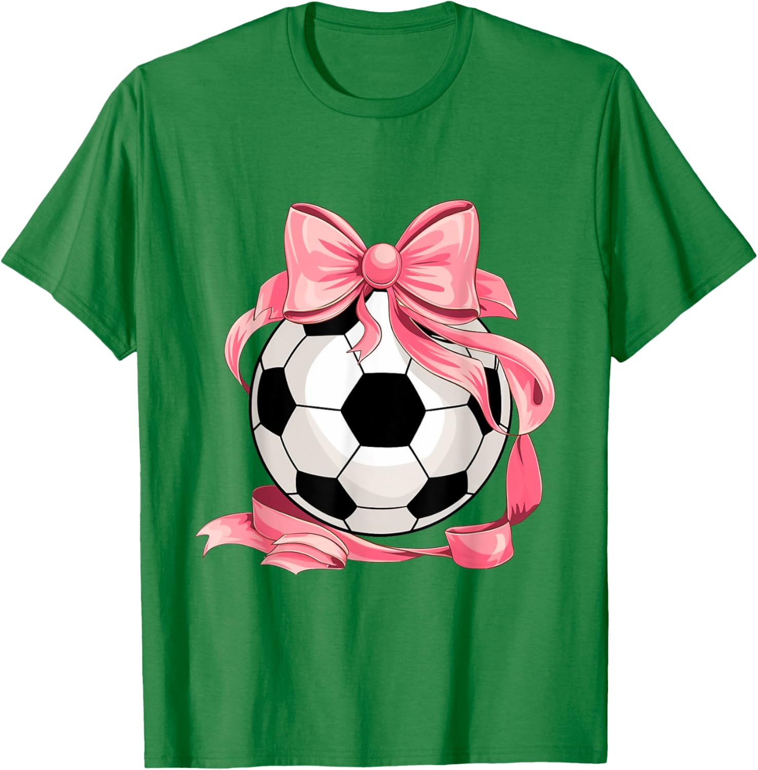Cute Pink Bow Coquette Ball Soccer Girl Aesthetic Player Mom T-Shirt - T-Shirt | Irish Green
