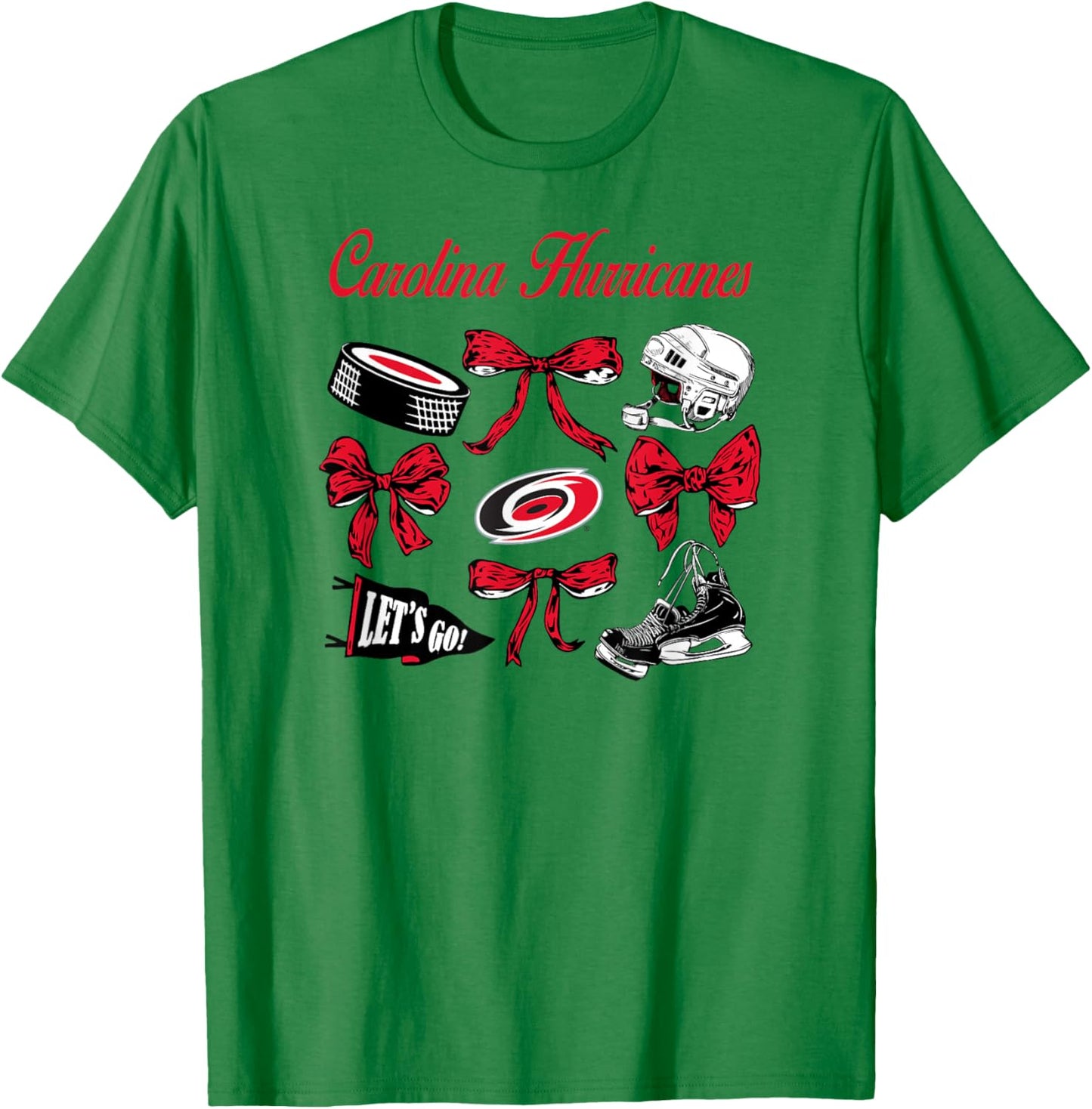 Carolina Hurricanes Bows Gray NHL Officially Licensed T-Shirt - T-Shirt | Irish Green