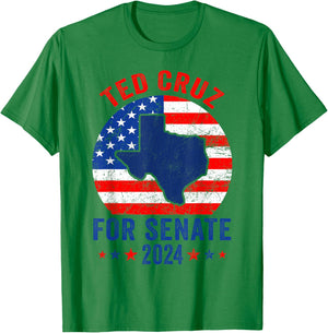 Ted Cruz 2024 For Senate Election Texas Republican Vintage T-Shirt - T-Shirt | Irish Green