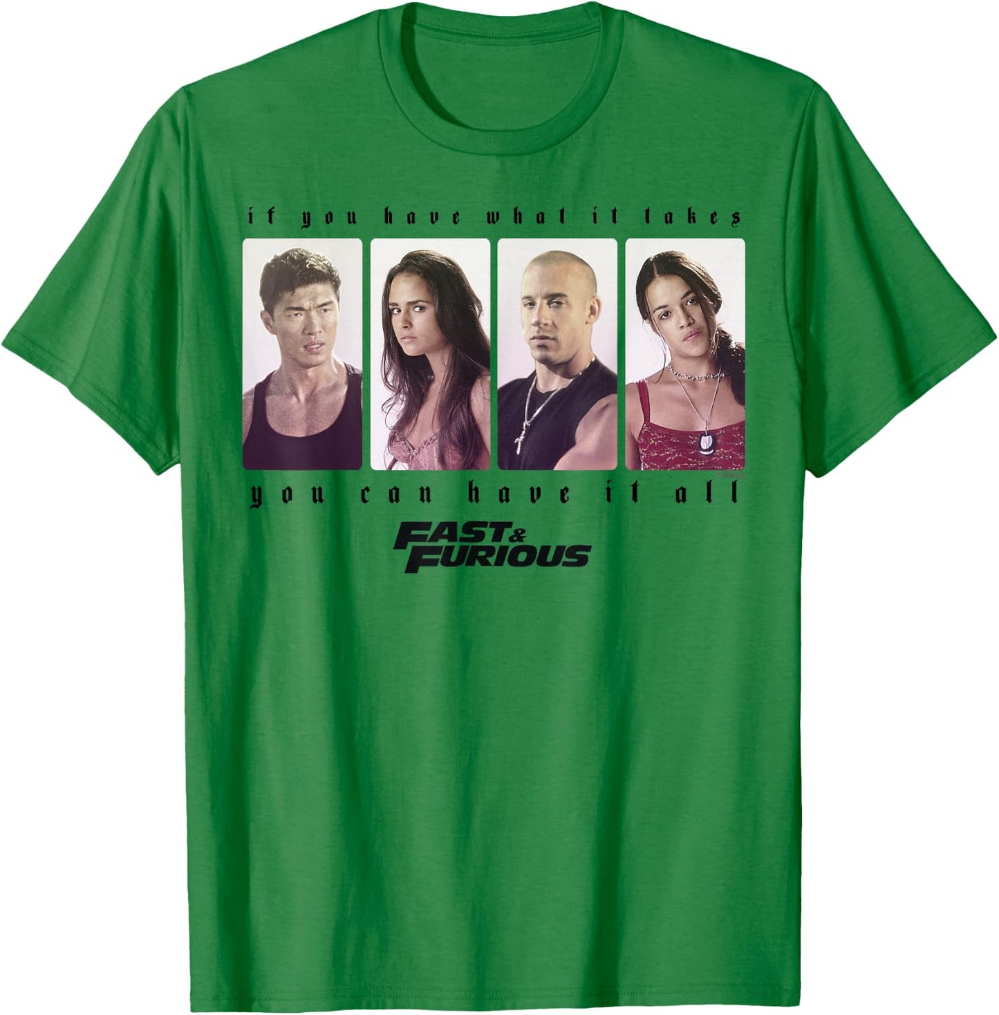 Fast & Furious You Can Have It All Group Shot Panels T-Shirt - T-Shirt | Irish Green