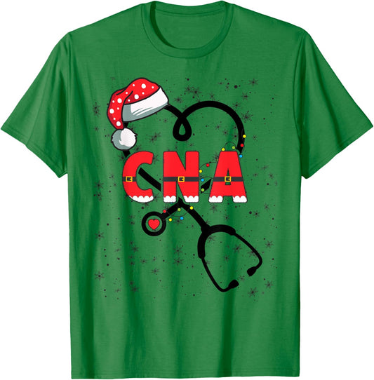CNA Christmas Heart Certified Nursing Assistant Xmas Party T-Shirt - T-Shirt | Irish Green