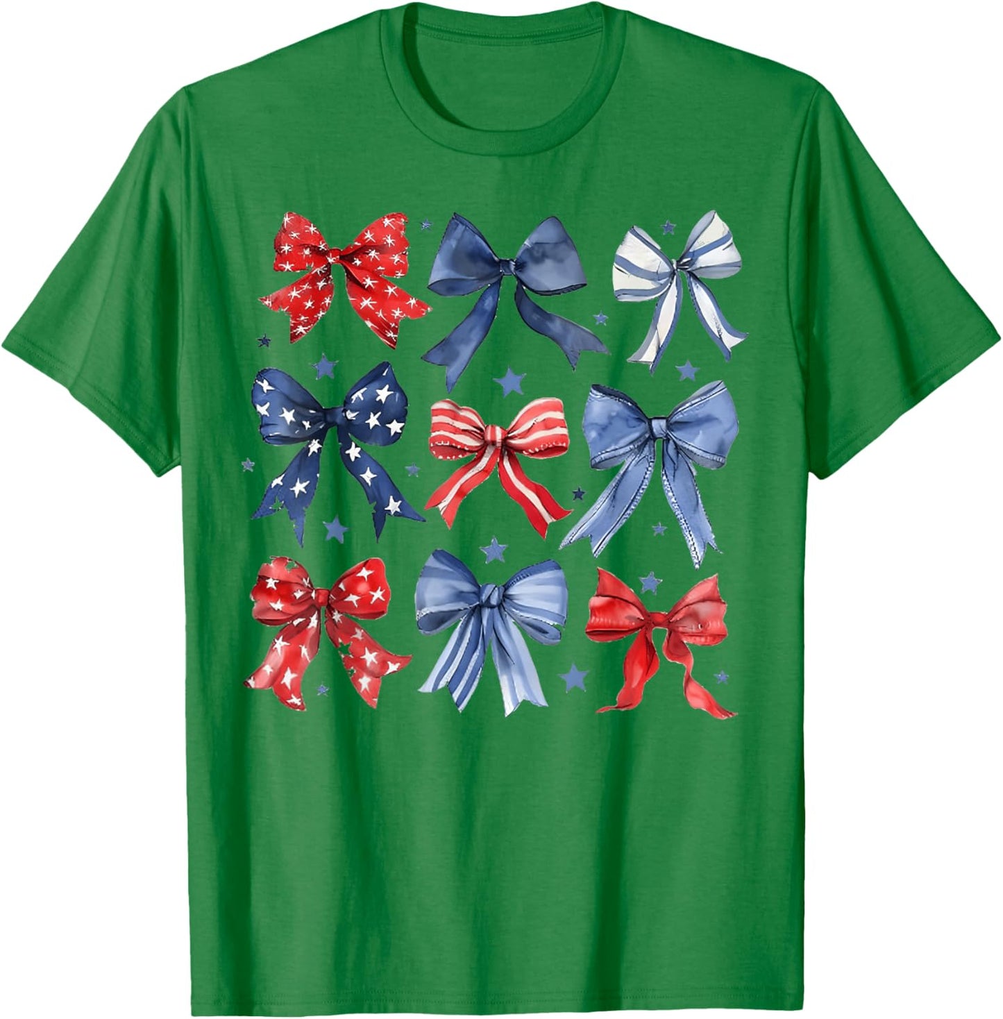 4th of July America Patriotic Bow Ribbon T-Shirt - T-Shirt | Irish Green