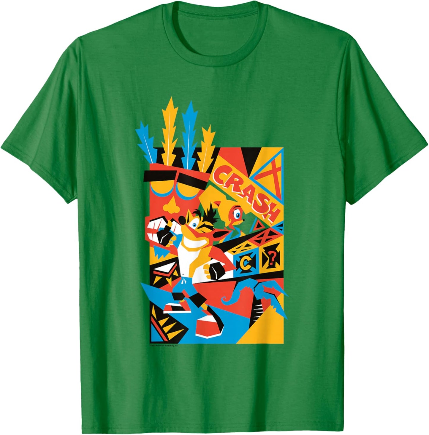 Crash Bandicoot Retro Nineties Crash Aku Aku Graffiti Badge T-Shirt - T-Shirt | Irish Green