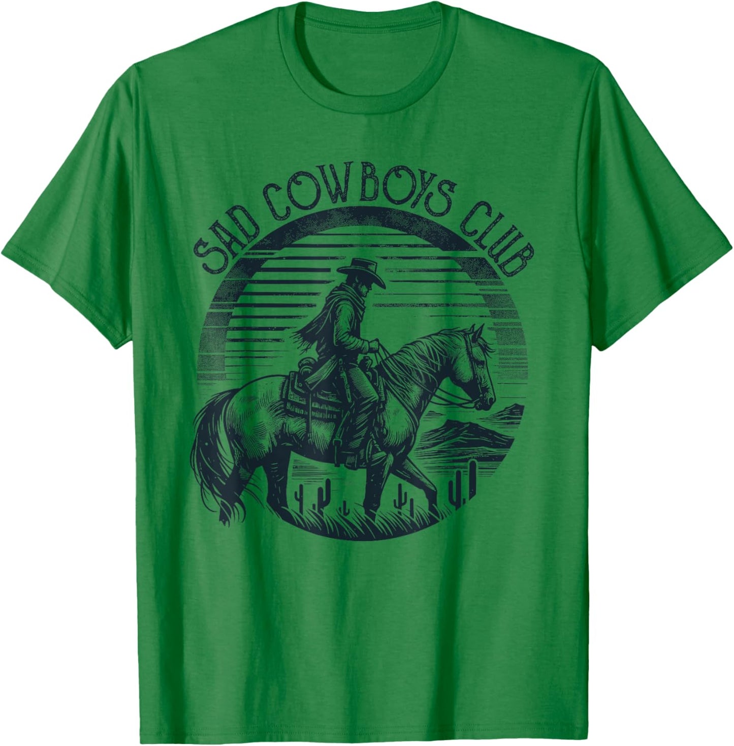 Retro Sad Cowboys Club, Sad Country Music Style Enthusiast T-Shirt - T-Shirt | Irish Green