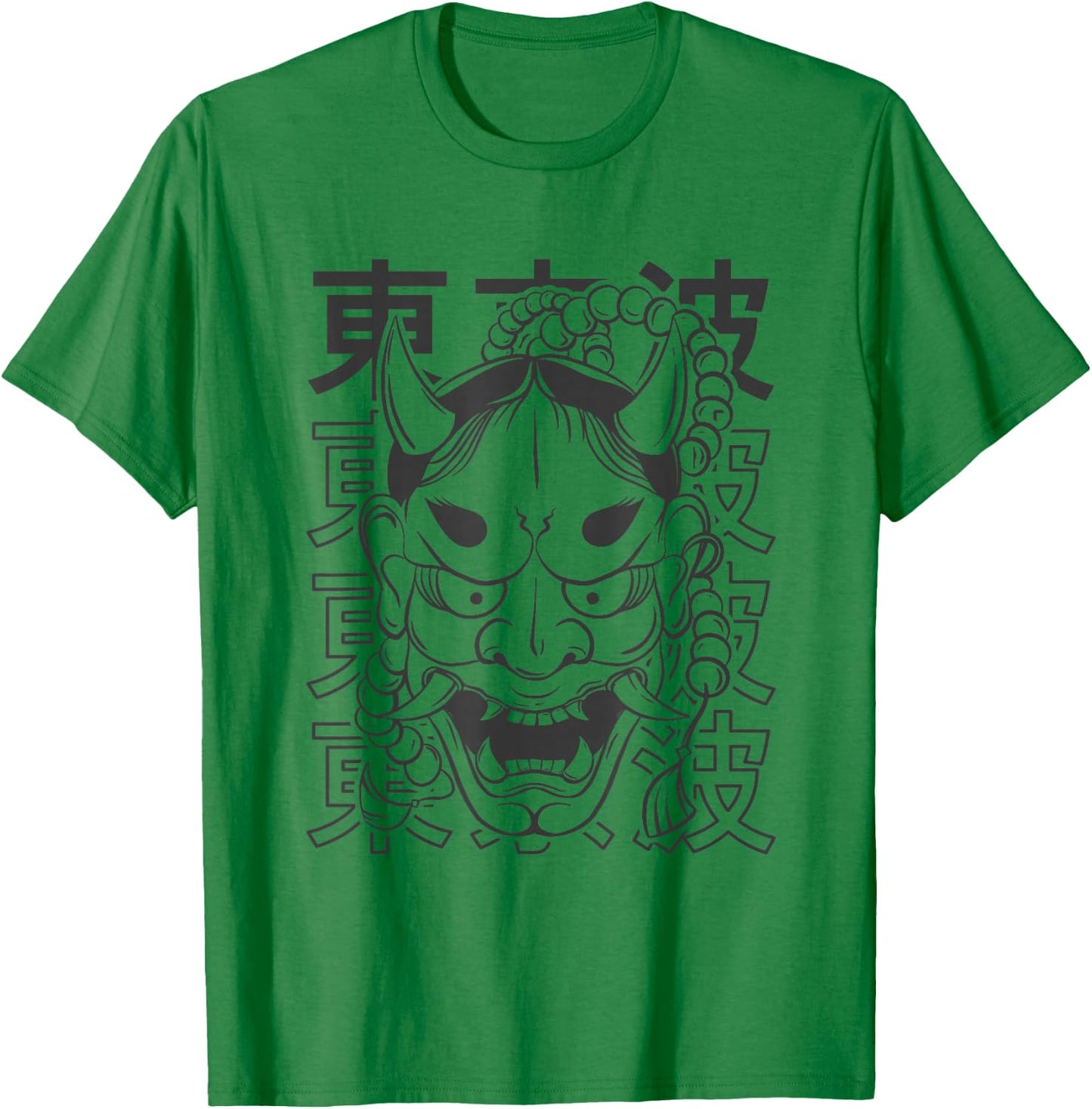 Japanese Demon Hannya Oni Mask Japanese Aesthetic Japan Art T-Shirt - T-Shirt | Irish Green