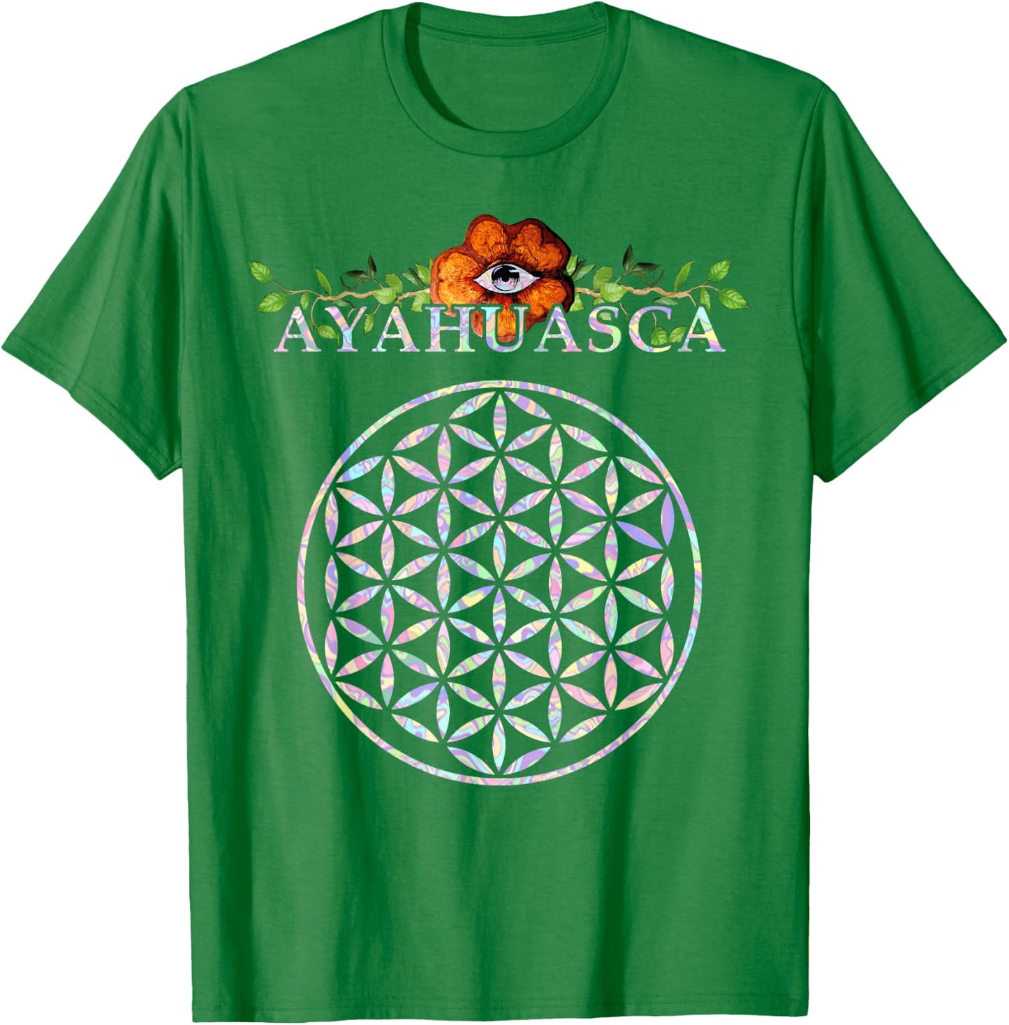 Ayahuasca Mandala Sacred Geometry Flower of Life DMT Shirt T-Shirt - T-Shirt | Irish Green