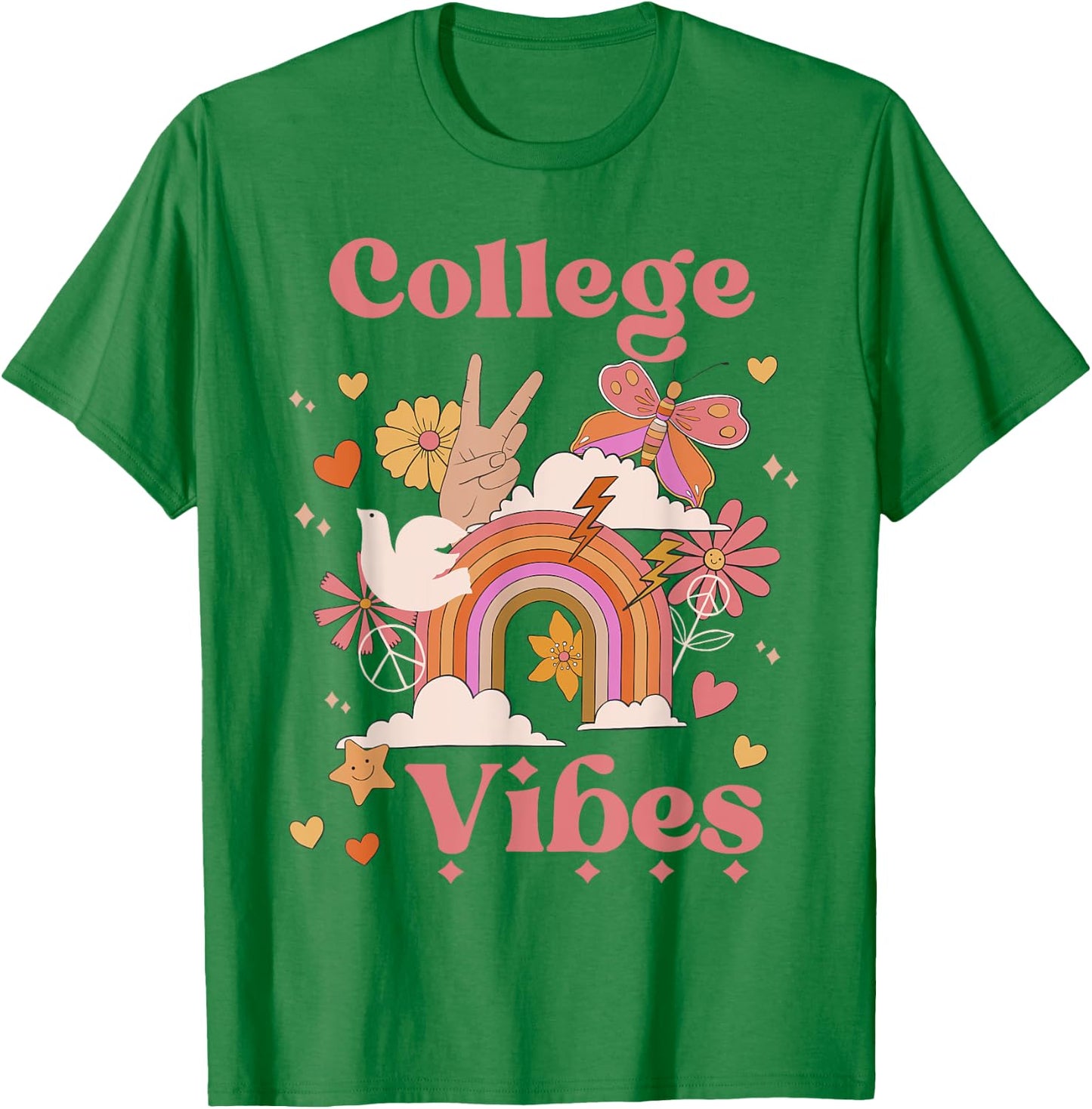 College Vibes Retro University Back To School First Day T-Shirt - T-Shirt | Irish Green