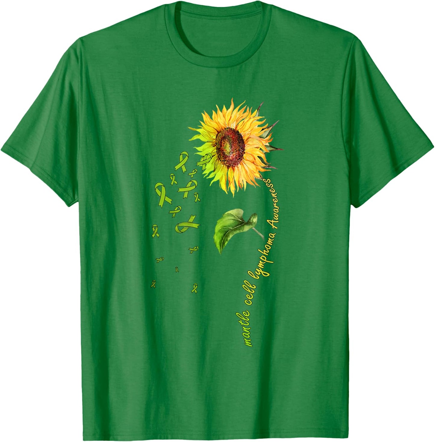 Mantle Cell Lymphoma Awareness Sunflower T-Shirt - T-Shirt | Irish Green