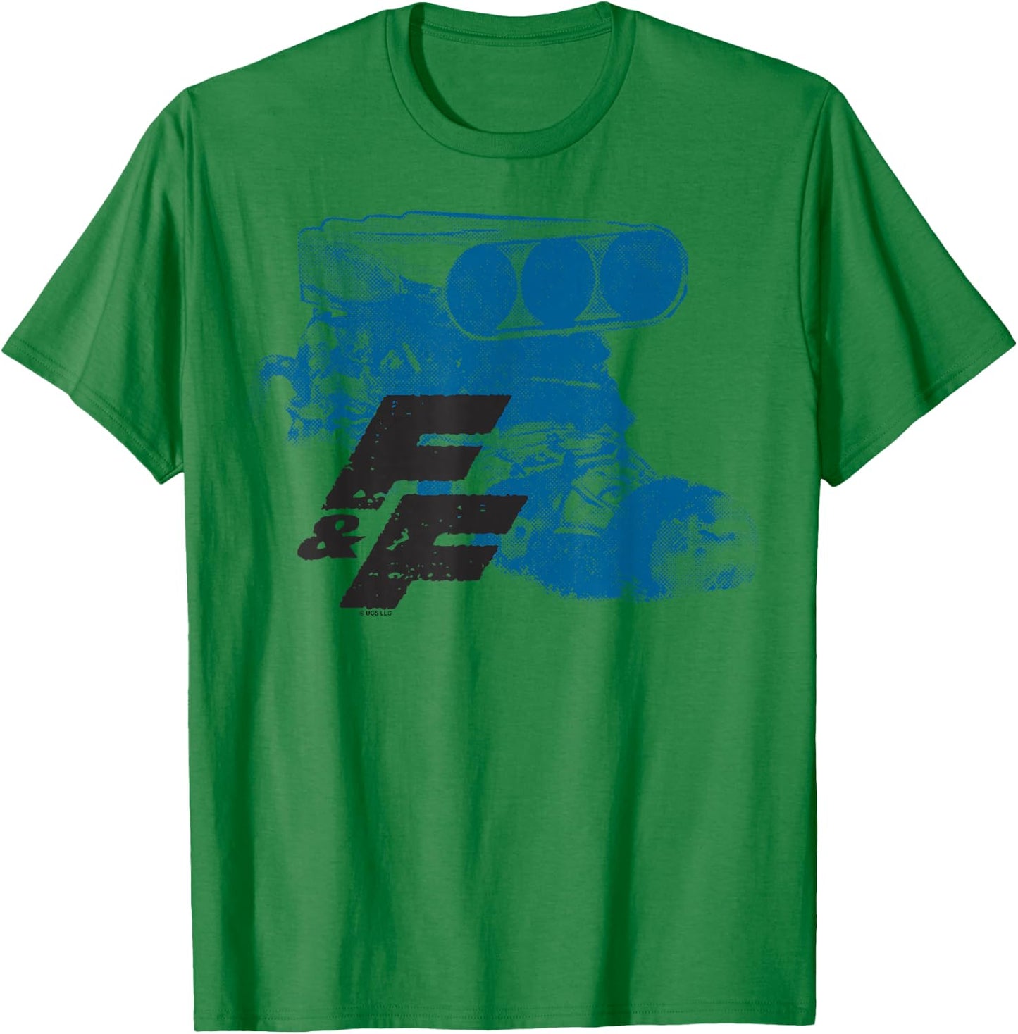 Fast & Furious Blue Hue Engine Block Distressed Logo T-Shirt - T-Shirt | Irish Green