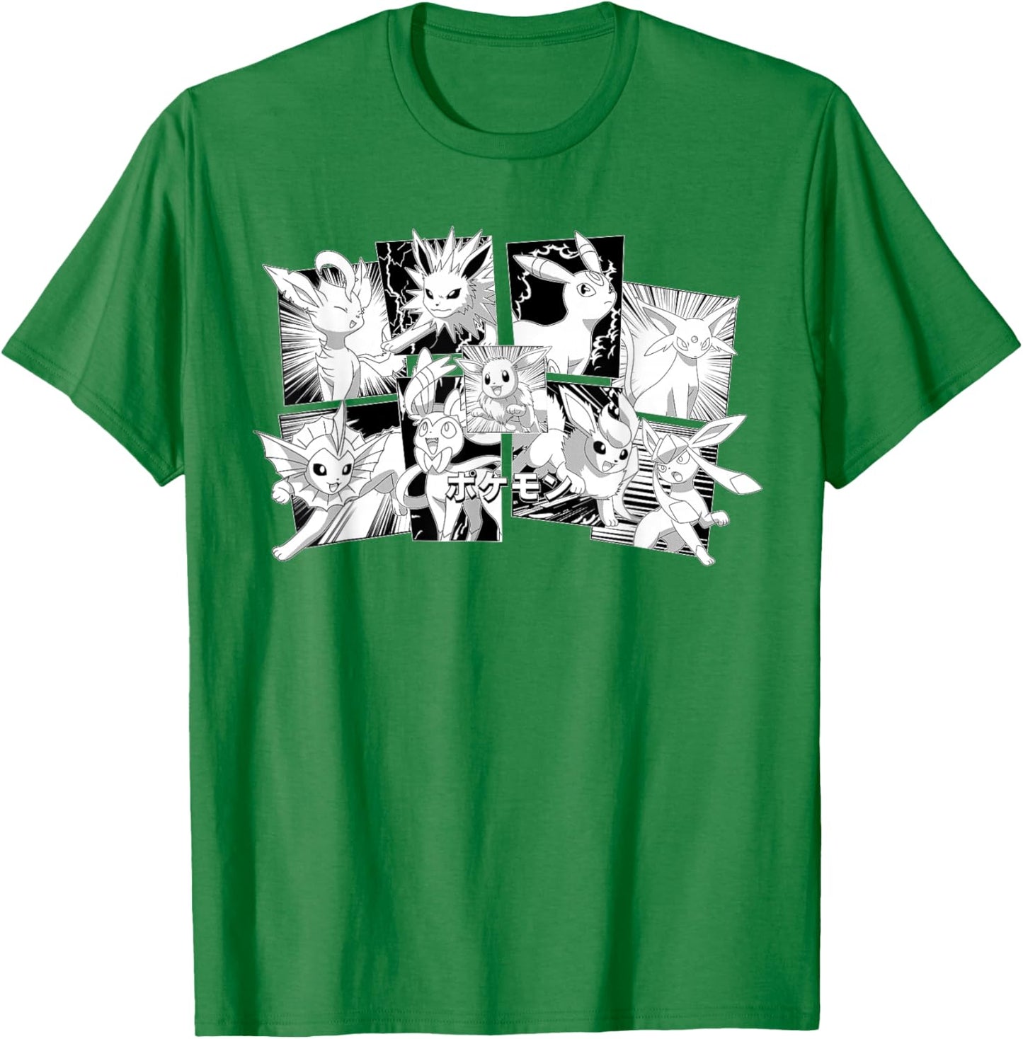 Pokémon - Eeveelutions Character Group Manga Panels T-Shirt - T-Shirt | Irish Green