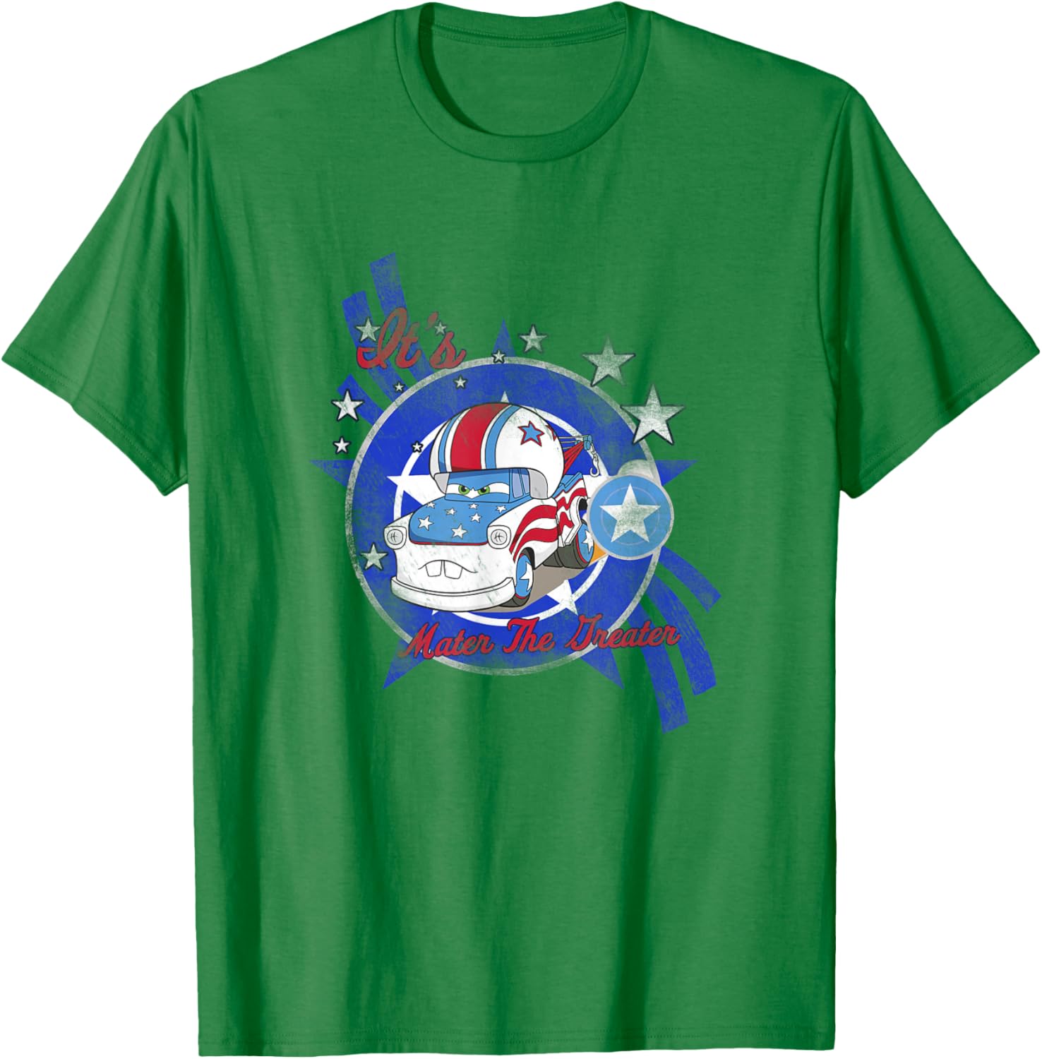 Disney Pixar Cars It's Mater The Greater Stuntman Distressed T-Shirt - T-Shirt | Irish Green