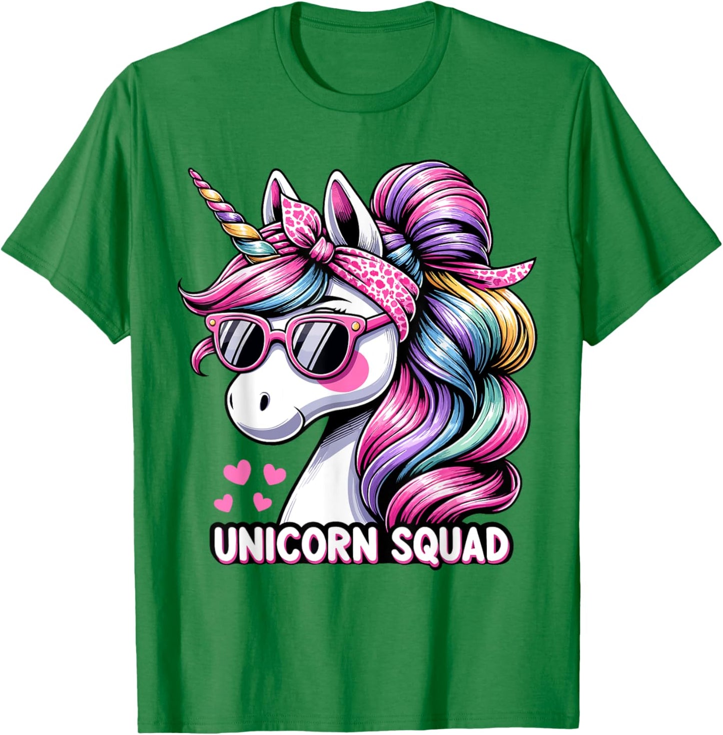 Unicorn Squad - Graceful Unicorn with leopard Bandana T-Shirt - T-Shirt | Irish Green