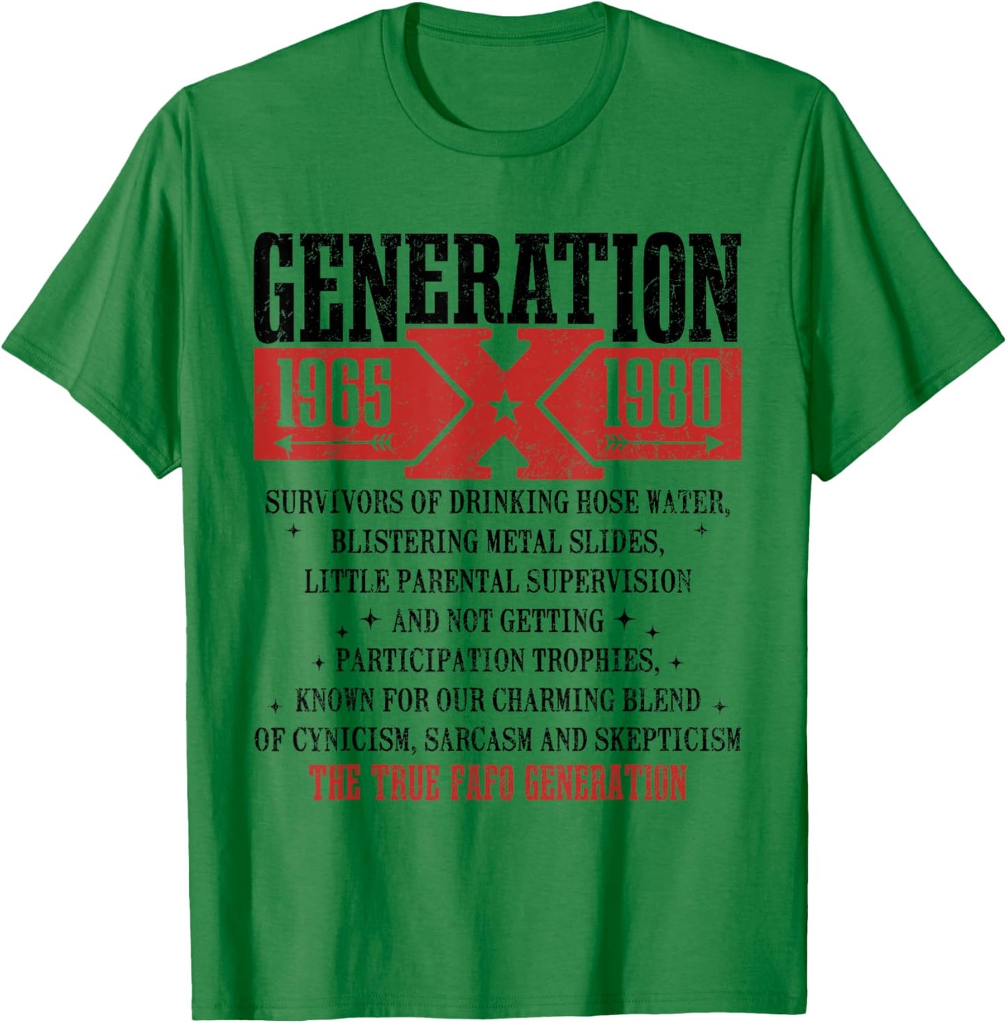 Vintage GenerationX 1965 1980 GenX Funny Generation Saying T-Shirt - T-Shirt | Irish Green