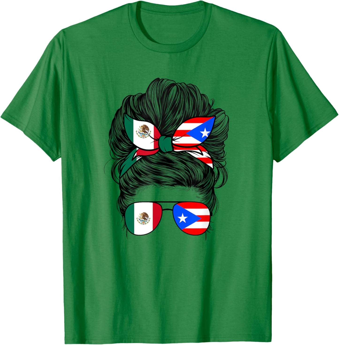 Mexirican Girl Women Half Mexican And Puerto Rican Rico Flag T-Shirt - T-Shirt | Irish Green