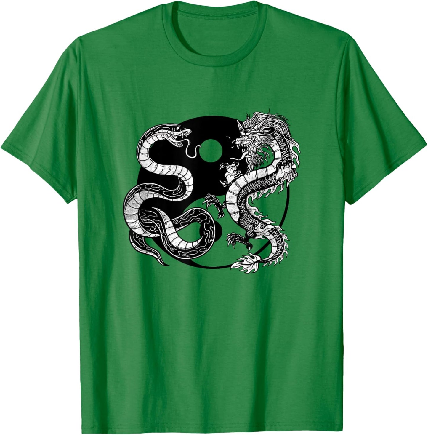 Yin And Yang Snake And Dragon Vintage T-Shirt - T-Shirt | Irish Green