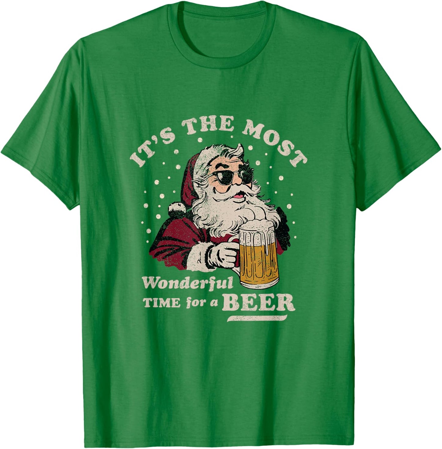 Funny Santa Beer Merry Christmas T-Shirt - T-Shirt | Irish Green