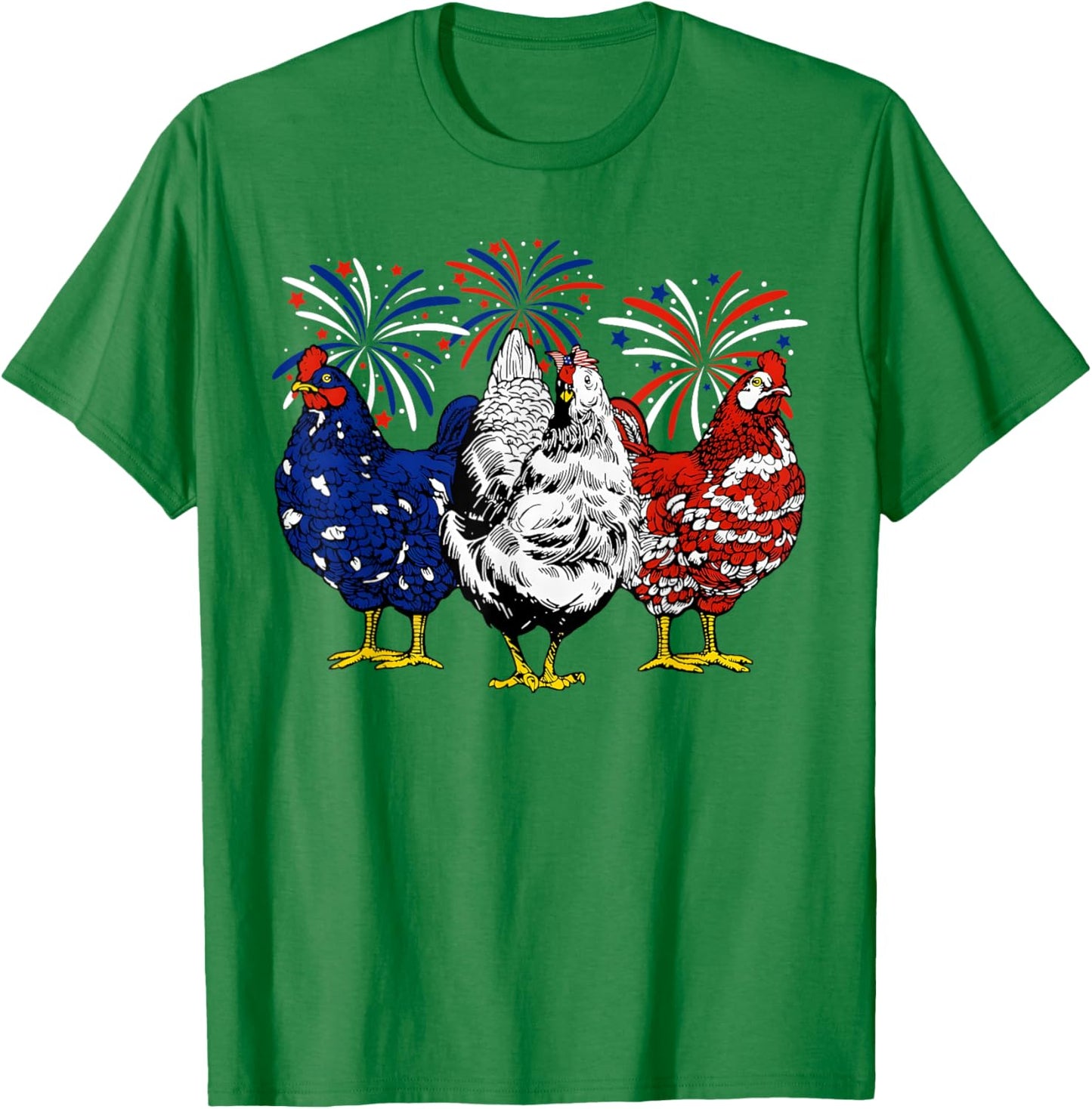 Chicken USA Flag Patriotic Chicken Lover 4th of July Men T-Shirt - T-Shirt | Irish Green