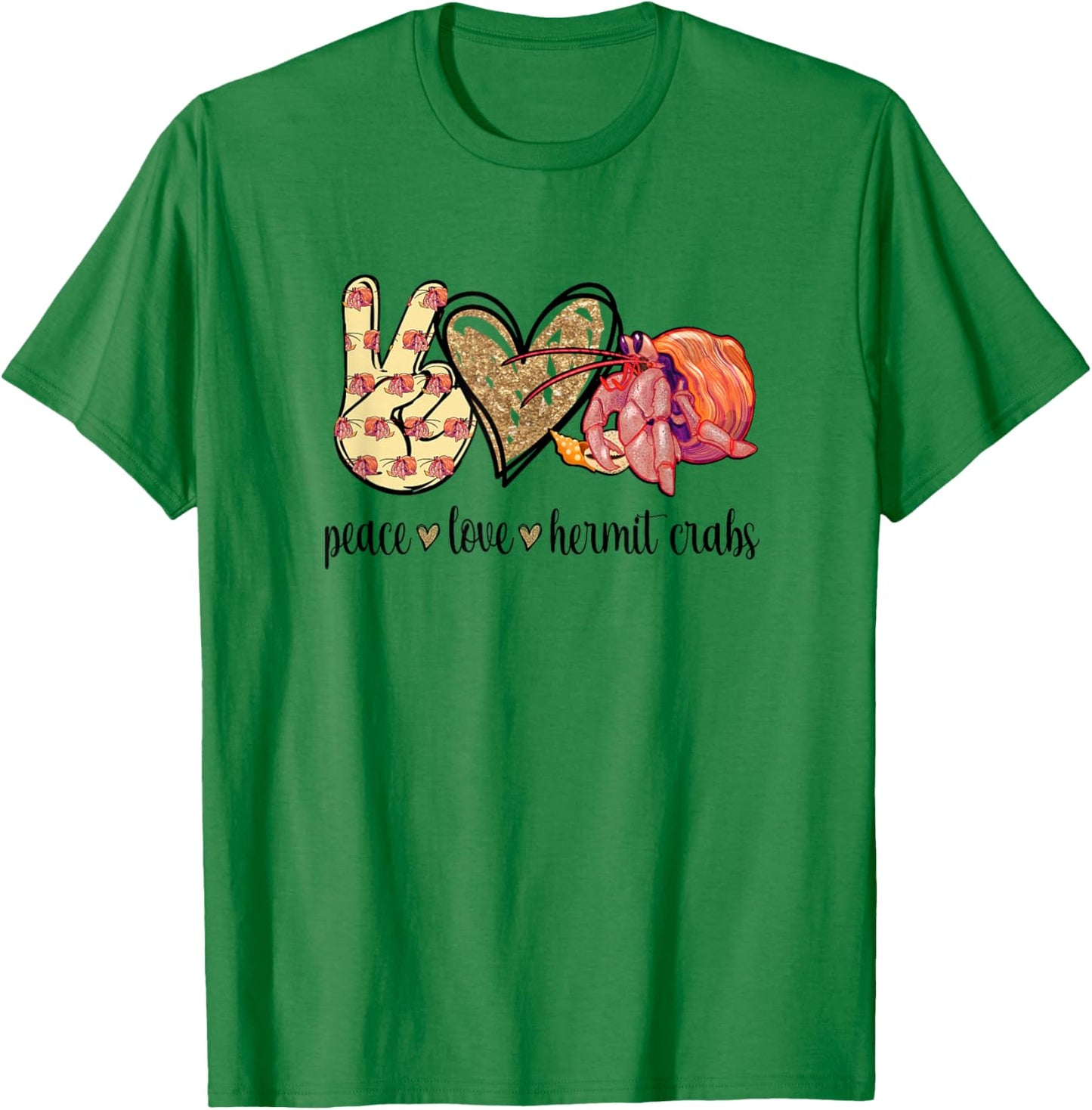 Peace Love Pet Hermit Crab Lover T-Shirt - T-Shirt | Irish Green