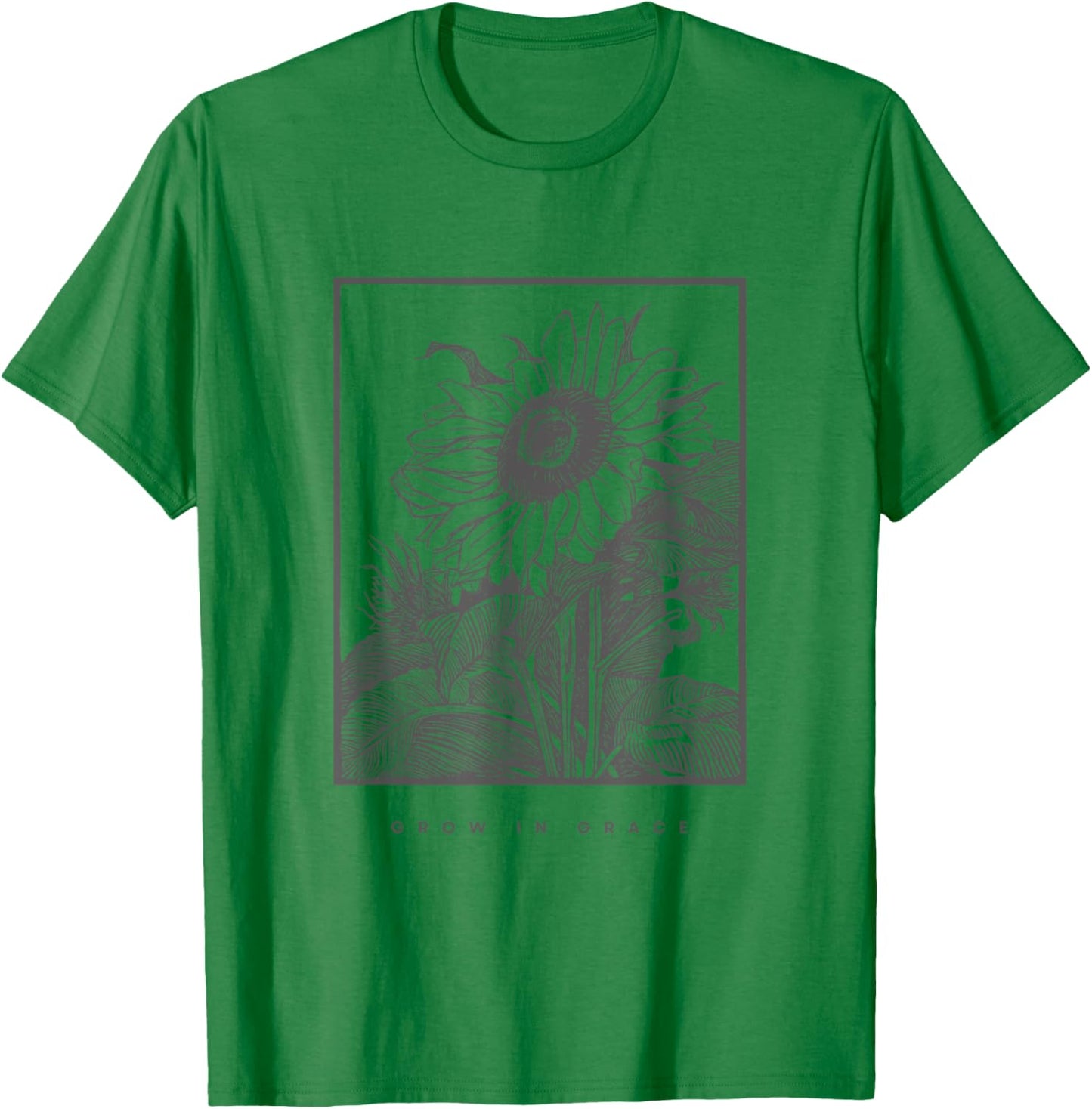 Grow In Grace, Christian Sunflower T-Shirt - T-Shirt | Irish Green