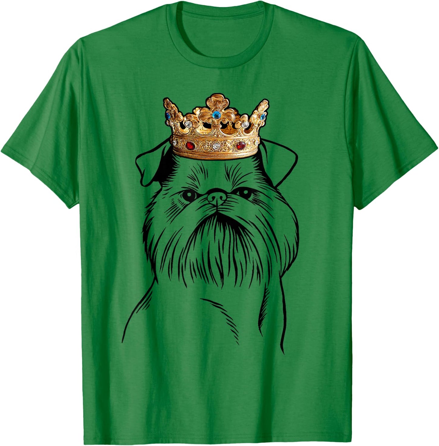Brussels Griffon Dog Wearing Crown T-Shirt - T-Shirt | Irish Green
