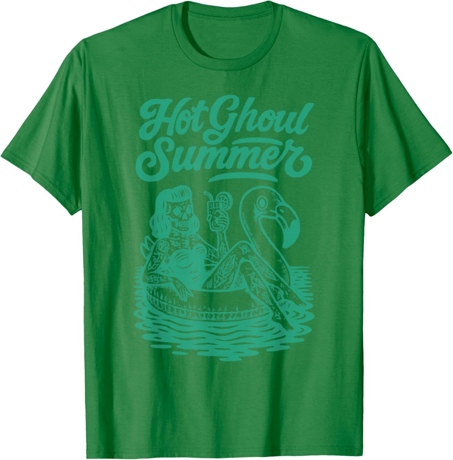 HOT GHOUL SUMMER Funny Halloween Summerween Summer Pool T-Shirt - T-Shirt | Irish Green